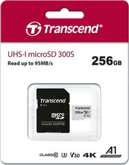 MEMORY MICRO SDXC 256GB W/ADAP/C10 TS256GUSD300S-A TRANSCEND hinta ja tiedot | Puhelimen muistikortit | hobbyhall.fi