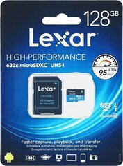 LEXAR MICRO-SDXC 128 GB 633X W/ADA UHS-I MUISTIKORTTI hinta ja tiedot | Puhelimen muistikortit | hobbyhall.fi