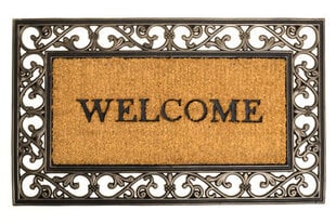 4Living Welcome -kynnysmatto, nat/musta 45 x 75 cm hinta ja tiedot | Ovimatot | hobbyhall.fi