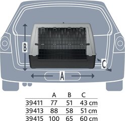 Kuljetuslaatikko Trixie Journey S, 77x51x43 cm, musta/harmaa hinta ja tiedot | Kuljetushäkit ja kuljetuslaatikot | hobbyhall.fi