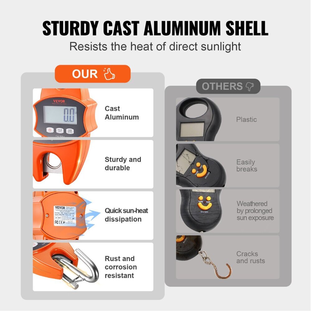 Digitaaliset ripustettavat vaa'at Vevor, 0,15 - 400 kg hinta ja tiedot | Teollisuusvaa'at | hobbyhall.fi