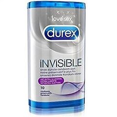 Kondomit Durex Invisible Extra Lubricated, 10 kpl hinta ja tiedot | Kondomit | hobbyhall.fi