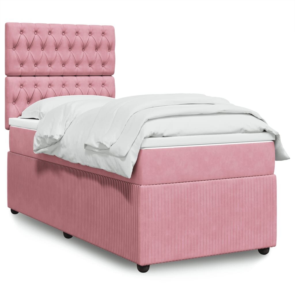 vidaXL Continental sänky patjalla Pink Velvet 80x200 cm hinta ja tiedot | Sängyt | hobbyhall.fi