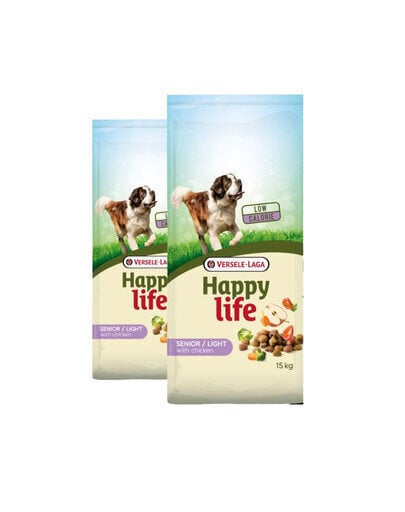 Versele-Laga Happy Life Light vanhemmille koirille, kanaa, 2x15 kg hinta ja tiedot | Koiran kuivaruoka | hobbyhall.fi