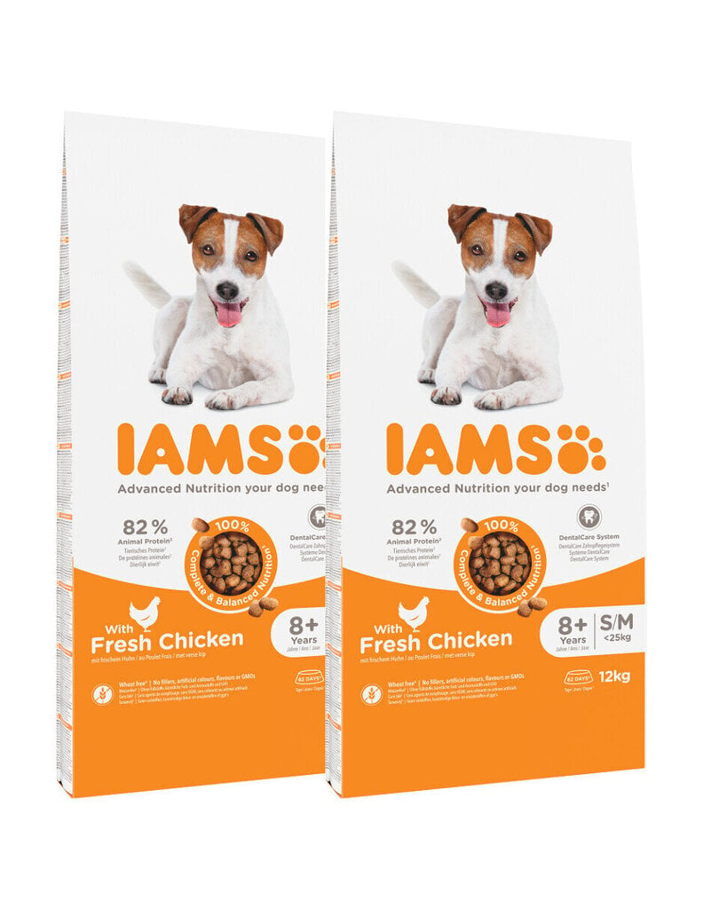 Iams ProActive Health Mature&Senior vanhemmille koirille, kanaa, 2x12 kg hinta ja tiedot | Koiran kuivaruoka | hobbyhall.fi