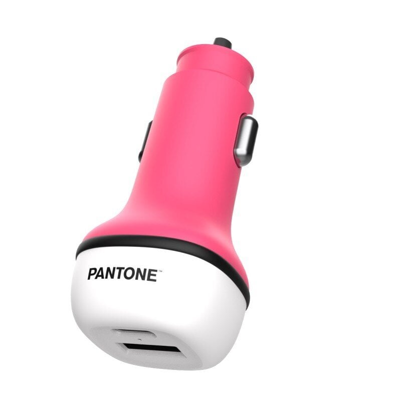 PANTONE autolaturi 38W PD QC 1x USB 1x USB-C PT-PDDC05 Pinkki 184C hinta ja tiedot | Puhelimen laturit | hobbyhall.fi