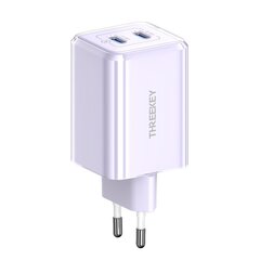 THREEKEY seinälaturi TK111 PD 35W 2x USB-C violetti hinta ja tiedot | Puhelimen laturit | hobbyhall.fi