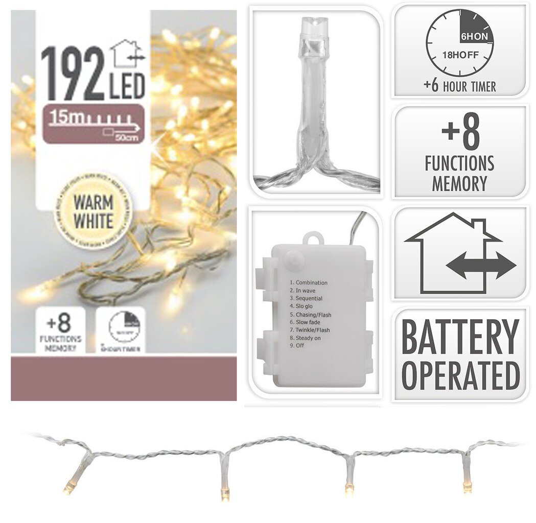 Jouluvaloketju, 192 LED:llä hinta ja tiedot | Jouluvalot | hobbyhall.fi