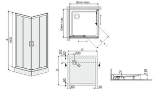 Kulmasuihkukaappi Sanplast TX KN/TX5b 80s, profiili kiiltävä hopea, läpinäkyvä lasi W0, tarjottimella hinta ja tiedot | Suihkukaapit ja suihkunurkat | hobbyhall.fi