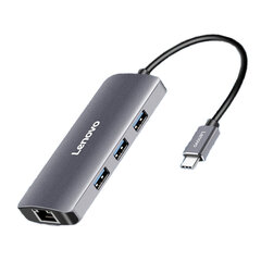 Sovitin Lenovo F1-C03 4in1 Type-C Sisään 3USB3.0 RJ45 1000mbps för HUAWEI Mate40/P50 Samsung S20 hinta ja tiedot | Adapterit | hobbyhall.fi