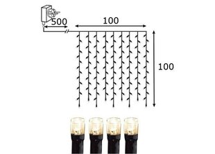 Lamppunauhaverho lämpimällä valkoisella valolla 100 LED 3,6W 100x100cm 591-85 hinta ja tiedot | Jouluvalot | hobbyhall.fi