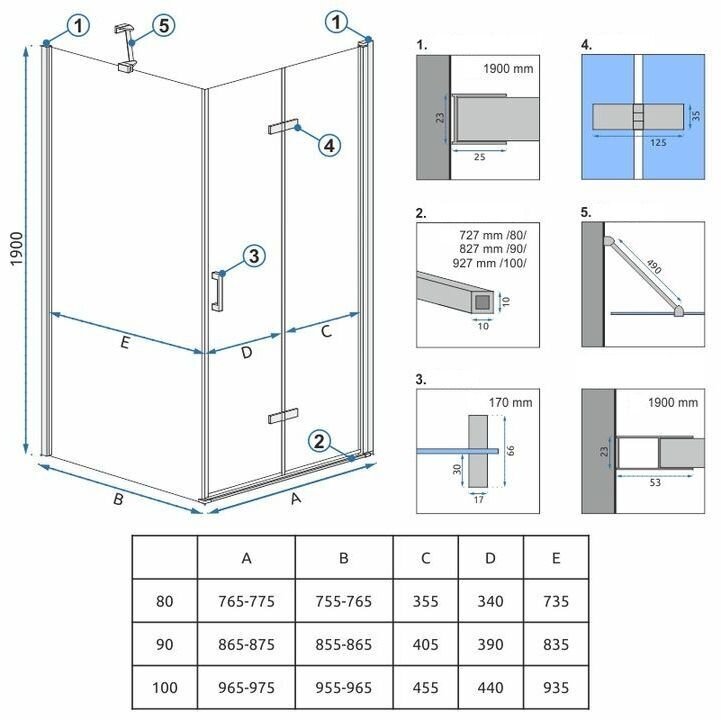 Rea Molier Chrome 90x80 suihkukaappi hinta ja tiedot | Suihkukaapit ja suihkunurkat | hobbyhall.fi