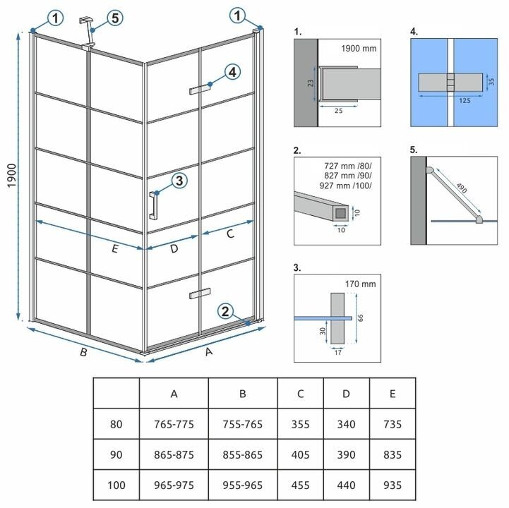 Rea Molier Black 80x80 -suihkukaappi hinta ja tiedot | Suihkukaapit ja suihkunurkat | hobbyhall.fi