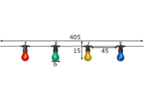 Lamppusarja moni 10 LED 1,8W 405cm Sirkushehkulanka 476-77 hinta ja tiedot | Jouluvalot | hobbyhall.fi