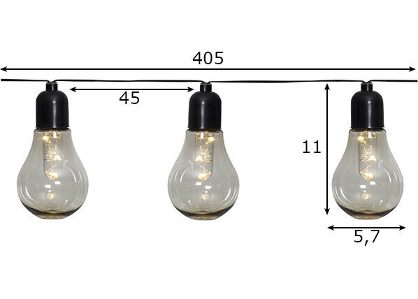 Lamppusarja musta 10 LED AA 1,8W 405x11cm Hehku 728-98 hinta ja tiedot | Jouluvalot | hobbyhall.fi