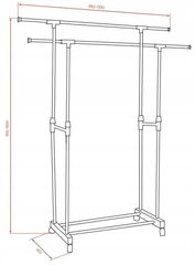 Liikuteltava 2-vartinen vaatekaappi pyörillä 160 x 130 cm hinta ja tiedot | Olohuoneen kaapit ja lipastot | hobbyhall.fi