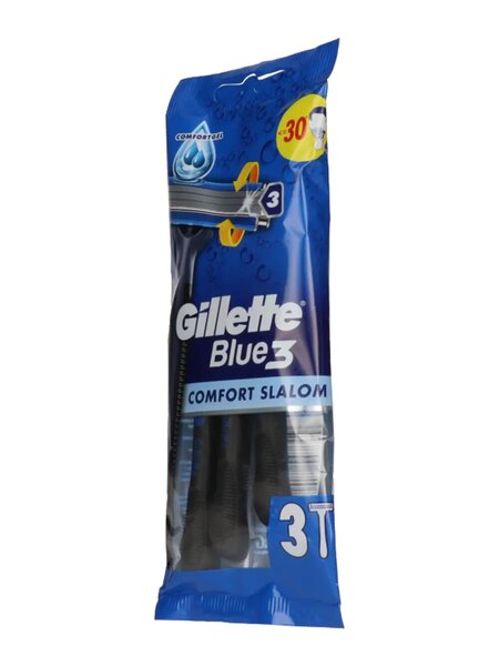 Kertakäyttöiset parranajokoneet Gillette Blue 3 Comfort Slalom, 3 kpl. x 12 kpl.