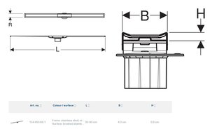 Suihkukourun yläosa Geberit CleanLine 20, pituus 30-90 cm 154.450.KS.1 hinta ja tiedot | Lattiakaivot | hobbyhall.fi