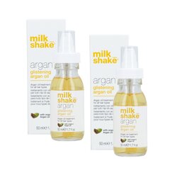 Öljy kaikille hiustyypeille Milk Shake Argan Glistening Argan Oil, 50ml x 2 hinta ja tiedot | Hiusnaamiot, öljyt ja seerumit | hobbyhall.fi