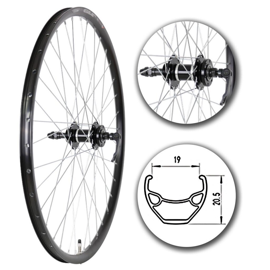 27.5" Takapyörä polkupyörään, musta, D-brake, MDR hinta ja tiedot | Muut polkupyörän varaosat | hobbyhall.fi