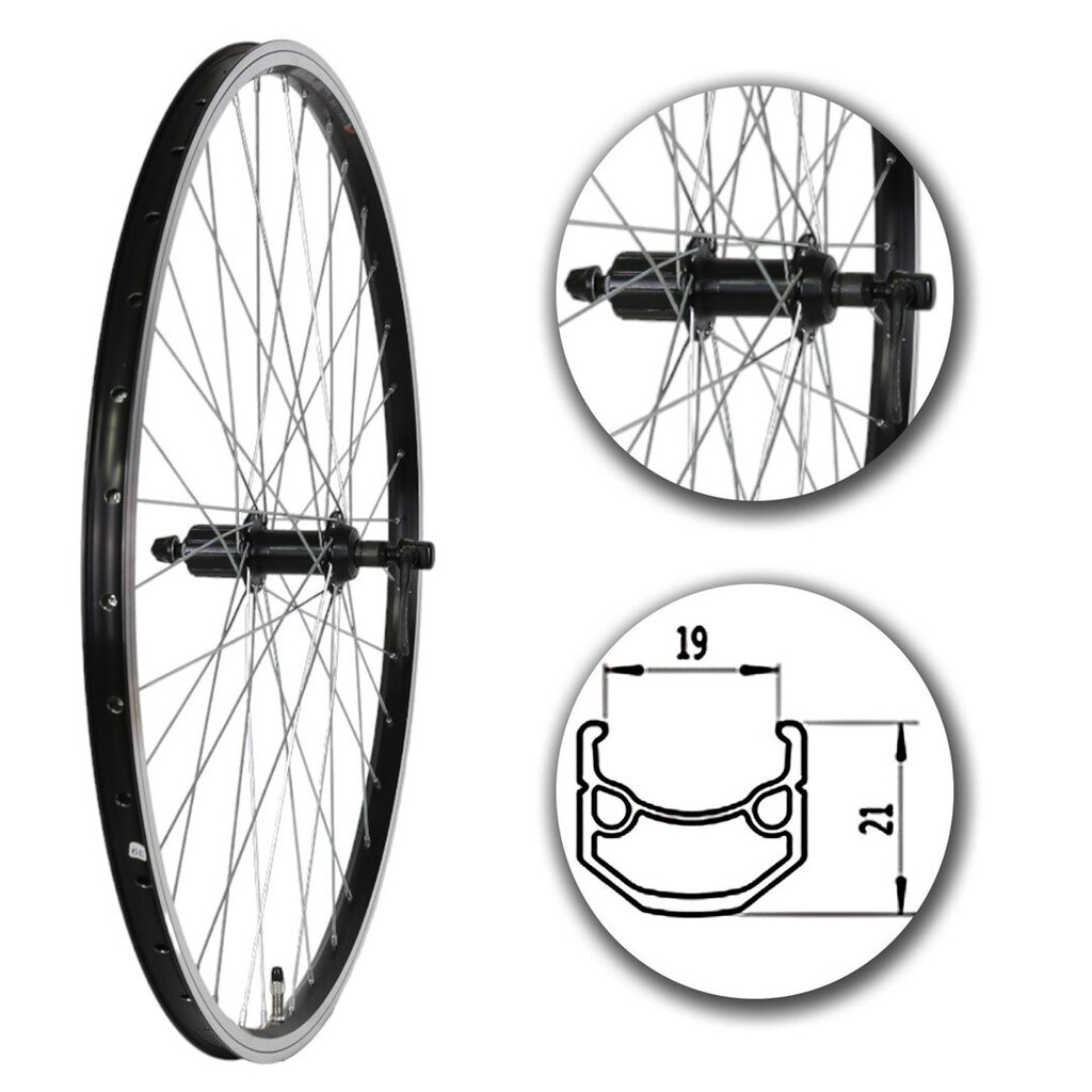 28" Takapyörä polkupyörään, hopea/musta, MDR hinta ja tiedot | Muut polkupyörän varaosat | hobbyhall.fi