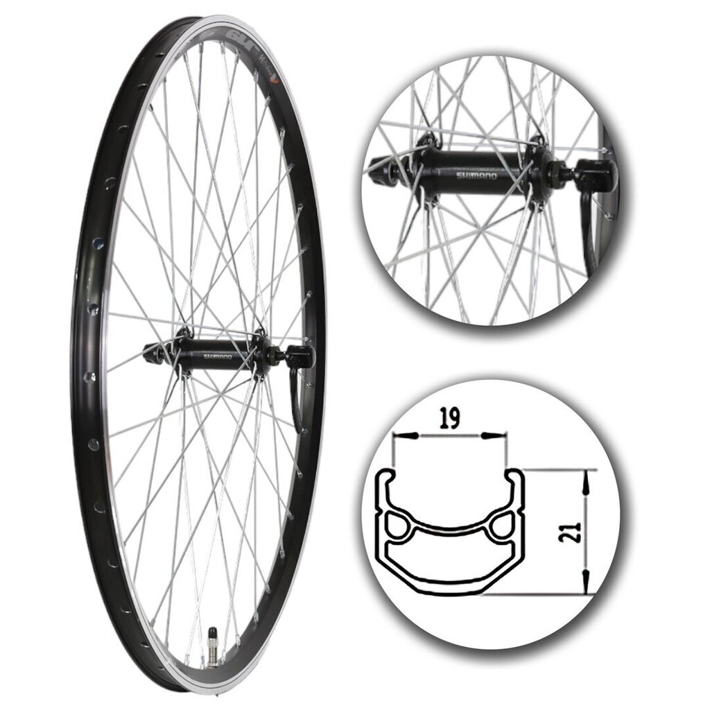 26" etupyörä polkupyörään, hopea/musta, MDR hinta ja tiedot | Muut polkupyörän varaosat | hobbyhall.fi