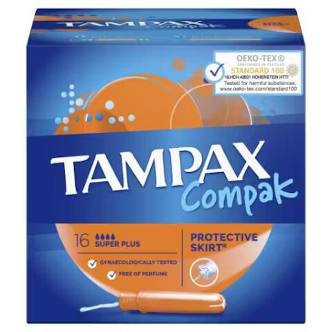 Tamponit Tampax Compak Super PLUS, 16 kpl. x 3 kpl. hinta ja tiedot | Tamponit ja terveyssiteet | hobbyhall.fi