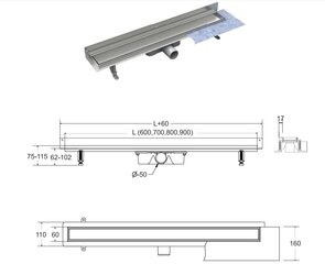 Lattiakaivo Besco Virgo Next Duo, 90 cm hinta ja tiedot | Lattiakaivot | hobbyhall.fi