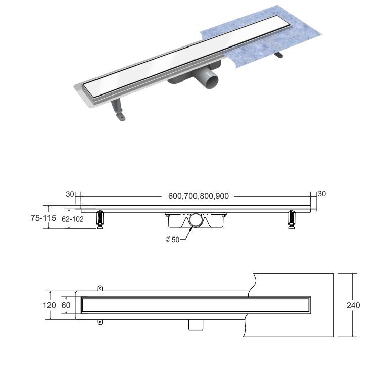 Lattiakaivo Besco Virgo, 90 cm hinta ja tiedot | Lattiakaivot | hobbyhall.fi