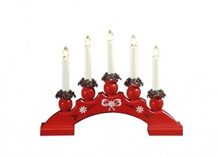 Puinen kynttilänjalka punainen 15W 34x25cm Sanna 200-85 hinta ja tiedot | Joulukoristeet | hobbyhall.fi