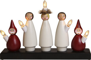 Puinen kynttilänjalka figuureilla valkoinen 15W 33x22cm Luciakör 655-80 hinta ja tiedot | Joulukoristeet | hobbyhall.fi