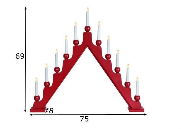 Puinen kynttilänjalka punainen 33W 75x69cm Stellan 229-45 hinta ja tiedot | Joulukoristeet | hobbyhall.fi