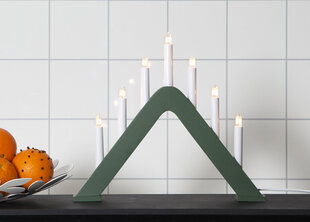 Puinen kynttilänjalka vihreä kolmiomainen 21W 41x36cm Jarve 241-73 hinta ja tiedot | Joulukoristeet | hobbyhall.fi