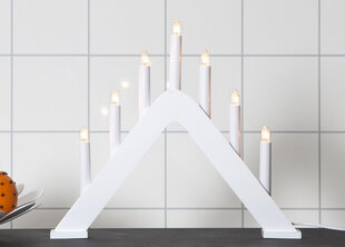 Puinen kynttilänjalka kolmion muotoinen valkoinen 21W 41x36cm Jarve 241-74 hinta ja tiedot | Joulukoristeet | hobbyhall.fi