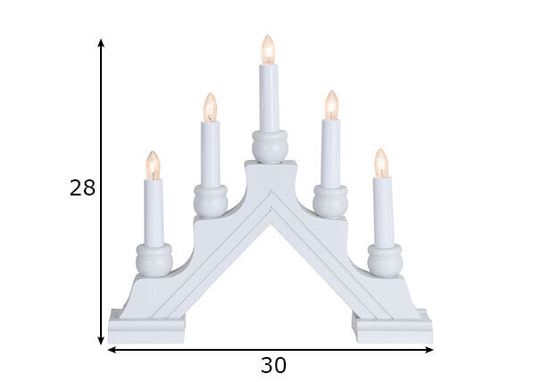 Puinen kynttilänjalka muotoinen valkoinen 15W 30x28cm Karin 275-48 hinta ja tiedot | Joulukoristeet | hobbyhall.fi