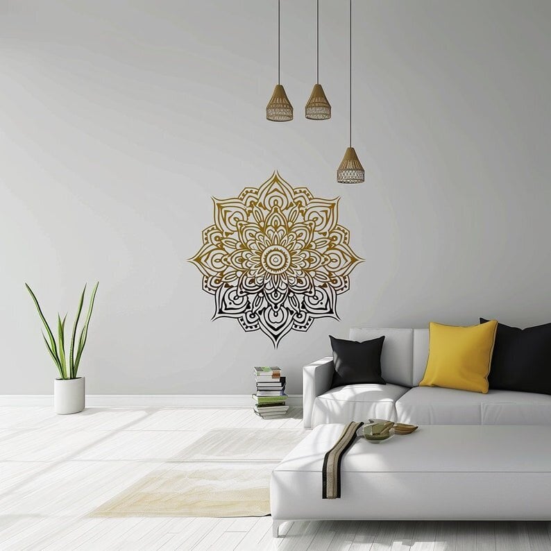 Kulta ja Musta Gradient Mandala Seinätarra | Joogastudio Boho Meditaatiohuoneen Koriste hinta ja tiedot | Sisustustarrat | hobbyhall.fi