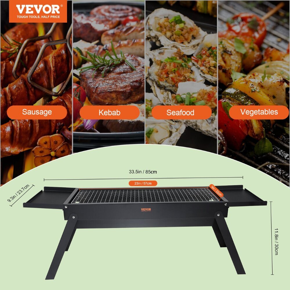 Taitettava grilli / barbeque Vevor, 85 x 23,7 x 30 cm hinta ja tiedot | Grillit | hobbyhall.fi