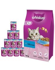 Whiskas Adult täysravinto tonnikalalla ja vihanneksilla + tonnikalasäilykkeet, 14kg/24x400g hinta ja tiedot | Kissan kuivaruoka | hobbyhall.fi