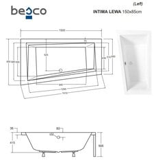 Kylpyamme Besco Intima -paneelilla, 150x85 cm, vasen hinta ja tiedot | Kylpyammeet | hobbyhall.fi