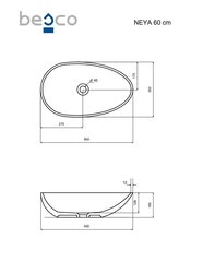 Pesuallas Besco Neya Blue Wave, 60 cm hinta ja tiedot | Pesualtaat | hobbyhall.fi