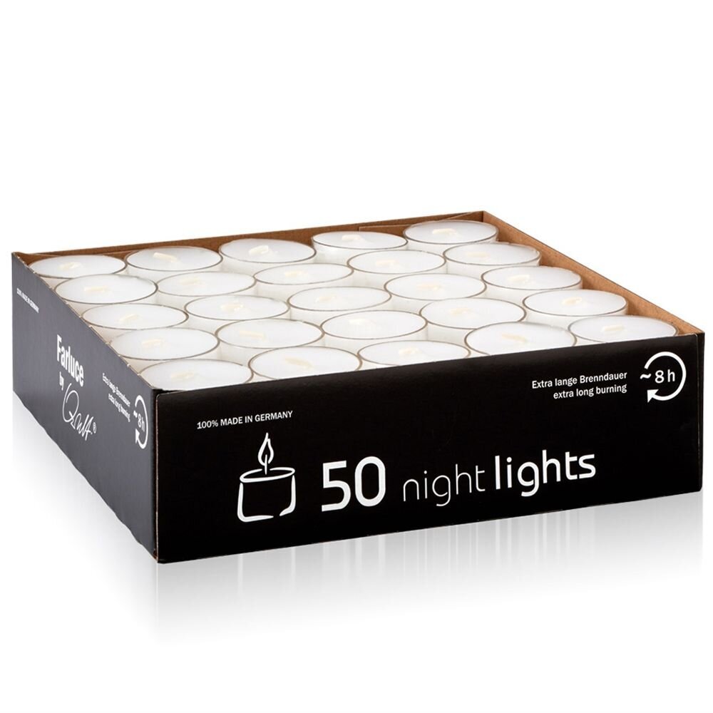 Qult Farluce Nightlights, 50 tuikkukynttilää hinta ja tiedot | Kynttilät ja kynttilänjalat | hobbyhall.fi