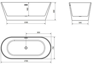 Kylpyamme Mexen Flavia sifonilla, 150 x 75 cm hinta ja tiedot | Kylpyammeet | hobbyhall.fi