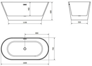 Kylpyamme Mexen Flavia sifonilla, 150 x 75 cm hinta ja tiedot | Kylpyammeet | hobbyhall.fi