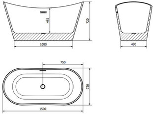 Kylpyamme Mexen Montana sifonilla, 150x72 cm hinta ja tiedot | Kylpyammeet | hobbyhall.fi