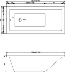 Kylpyamme Mexen Cubik paneeleilla, 150x70 cm hinta ja tiedot | Kylpyammeet | hobbyhall.fi