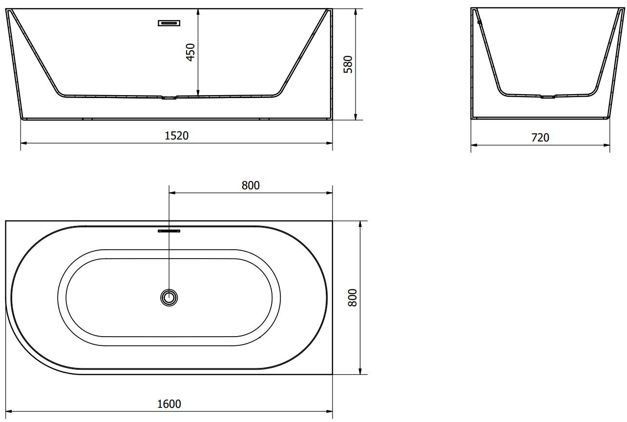 Kylpyamme Mexen Mia, oikea, 170x80 cm hinta ja tiedot | Kylpyammeet | hobbyhall.fi