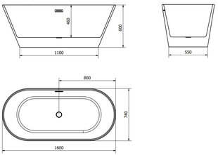 Kylpyamme Mexen Flavia sifonilla, 160x74 cm hinta ja tiedot | Kylpyammeet | hobbyhall.fi