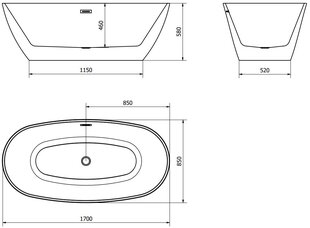 Kylpyamme Mexen Eris sifonilla, 170x85 cm hinta ja tiedot | Kylpyammeet | hobbyhall.fi