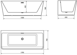 Kylpyamme Mexen Volta sifonilla, 170x75 cm hinta ja tiedot | Kylpyammeet | hobbyhall.fi