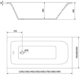 Kylpyamme Mexen Vega viimeistelyllä ja lasiseinällä, 150x70 cm + 70 cm hinta ja tiedot | Kylpyammeet | hobbyhall.fi